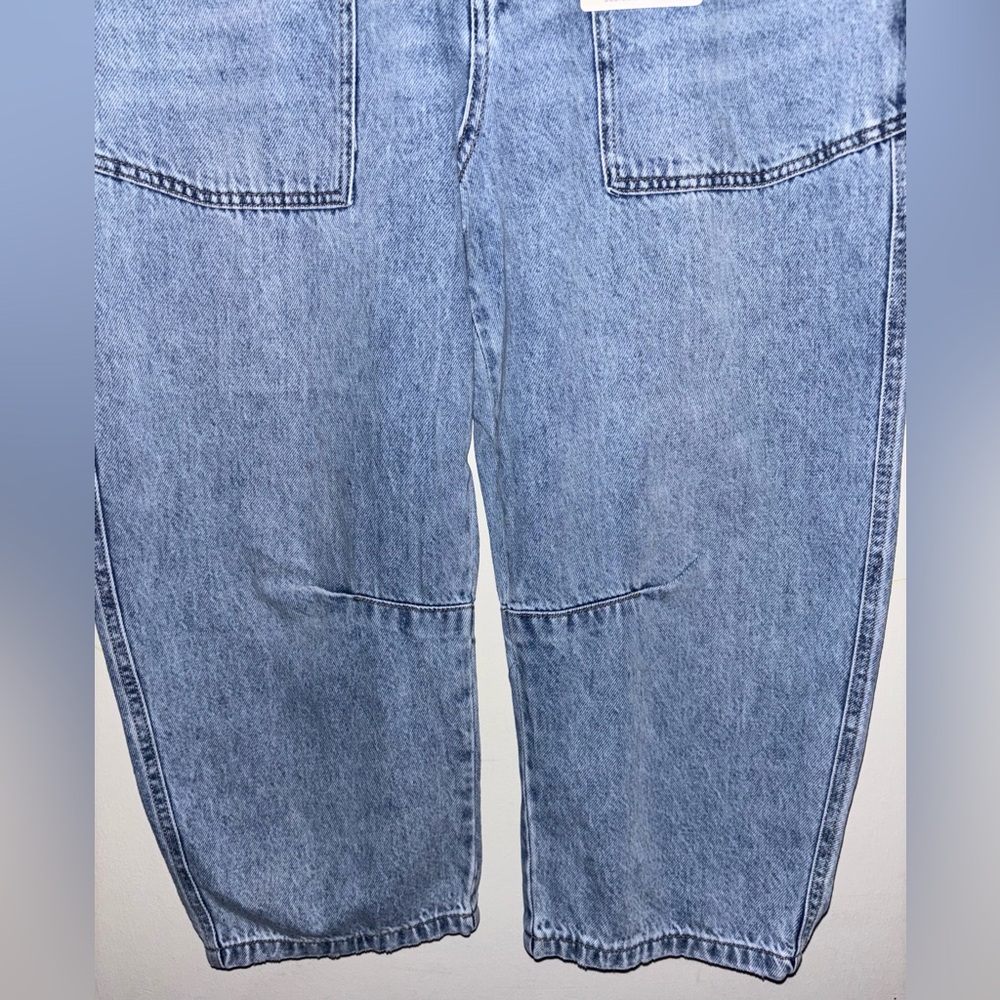 NWT Rewash Utility Barrel Cropped Jeans Size 30 Vintage Wash Blue Denim Cotton - Picture 7 of 13